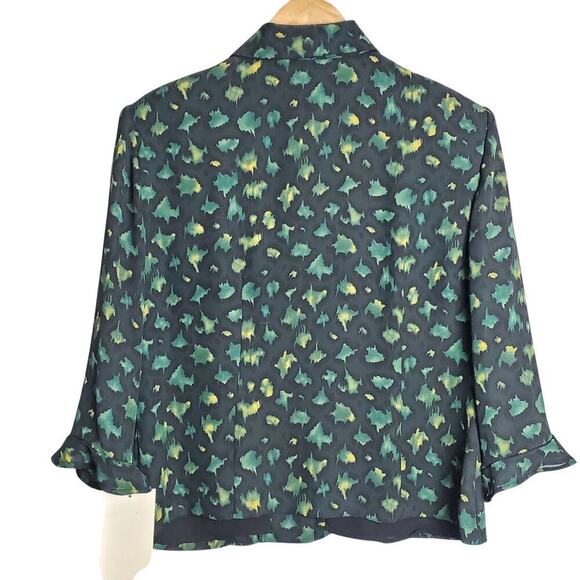 Positive Attitude Y2K Blouse Womens Size 14 Green Floral Ruffle Whimysgoth Retro - Picture 2 of 9